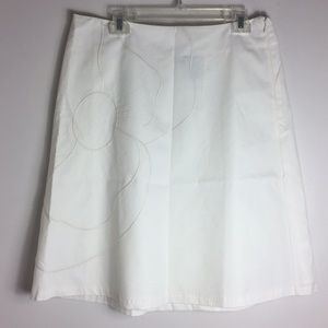Lane Bryant Embroidered Ivory A-Line Skirt Lined